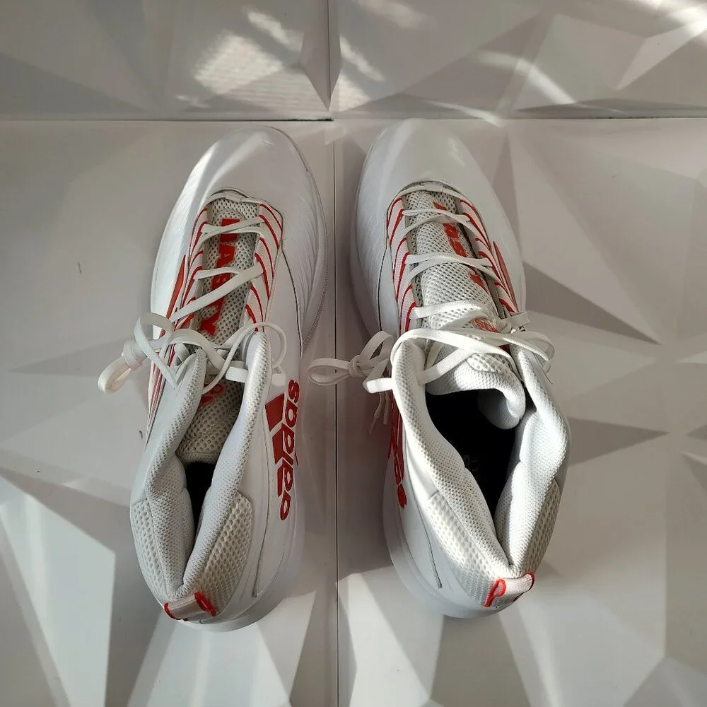 Adidas Mens Football Cleats 16 White Orange Shoe Lacrosse Nasty Mid Top Logo - Picture 2 of 11